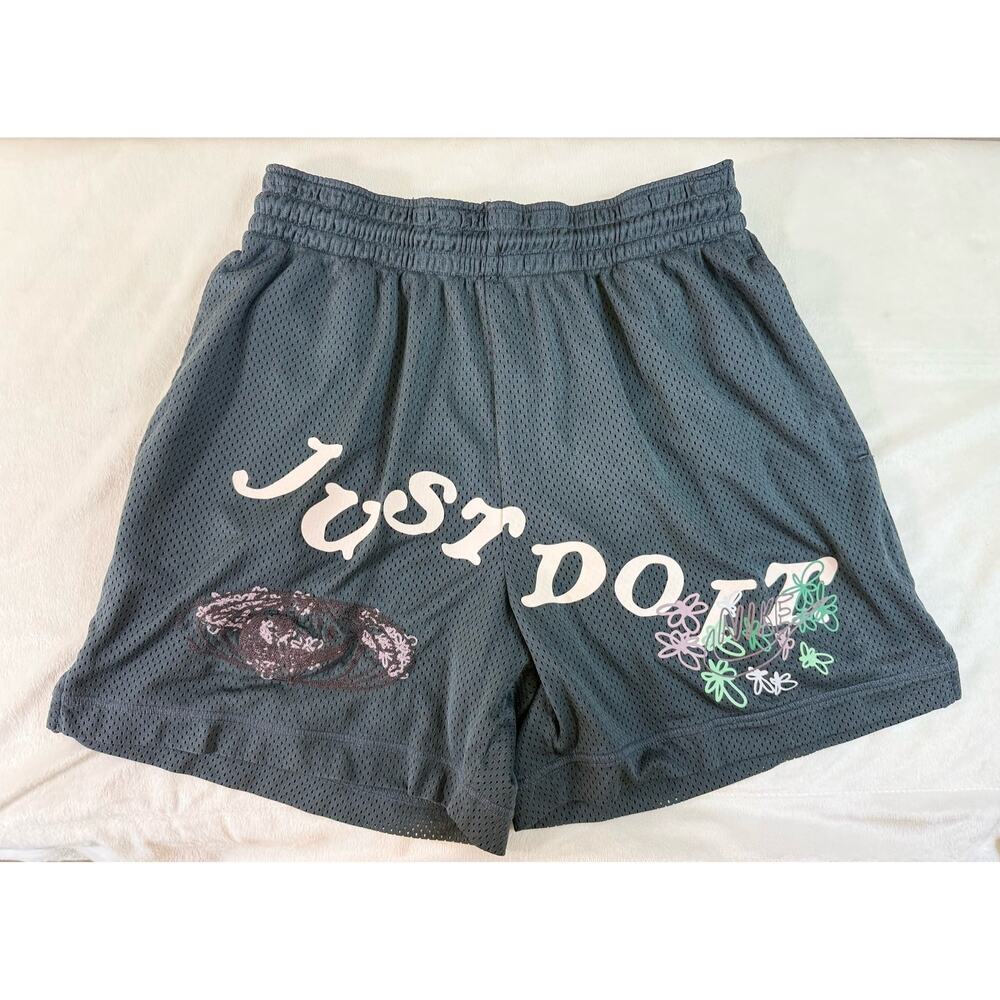 Nike Y2K Mesh Shorts Medium Gray Floral Grunge Coquette Gym
